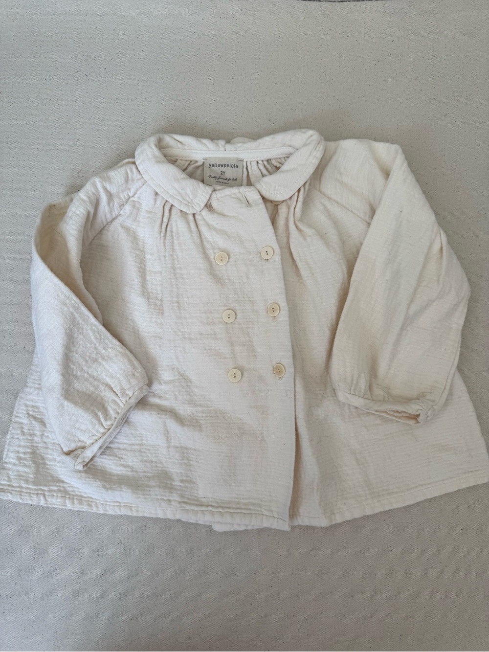 Yellow Pelota Cream Double-Breasted 100% Cotton Top